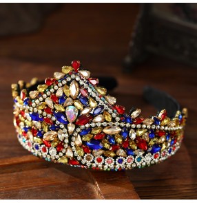 Xinjiang dance headdress For women bling stage performance hairband diamond temperament crown handmade